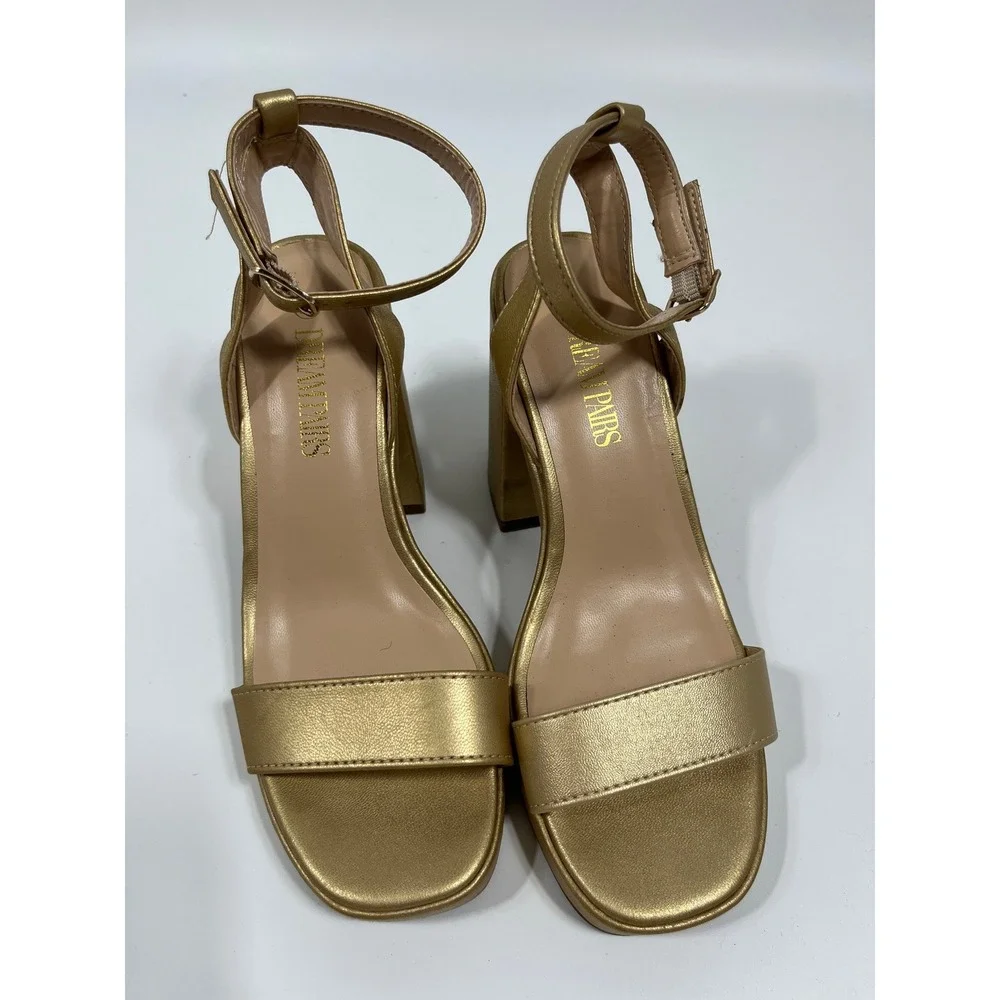 Women 5.5 Platform Heels Metallic Gold Wedding Guest Formal Event Gala Going Out
